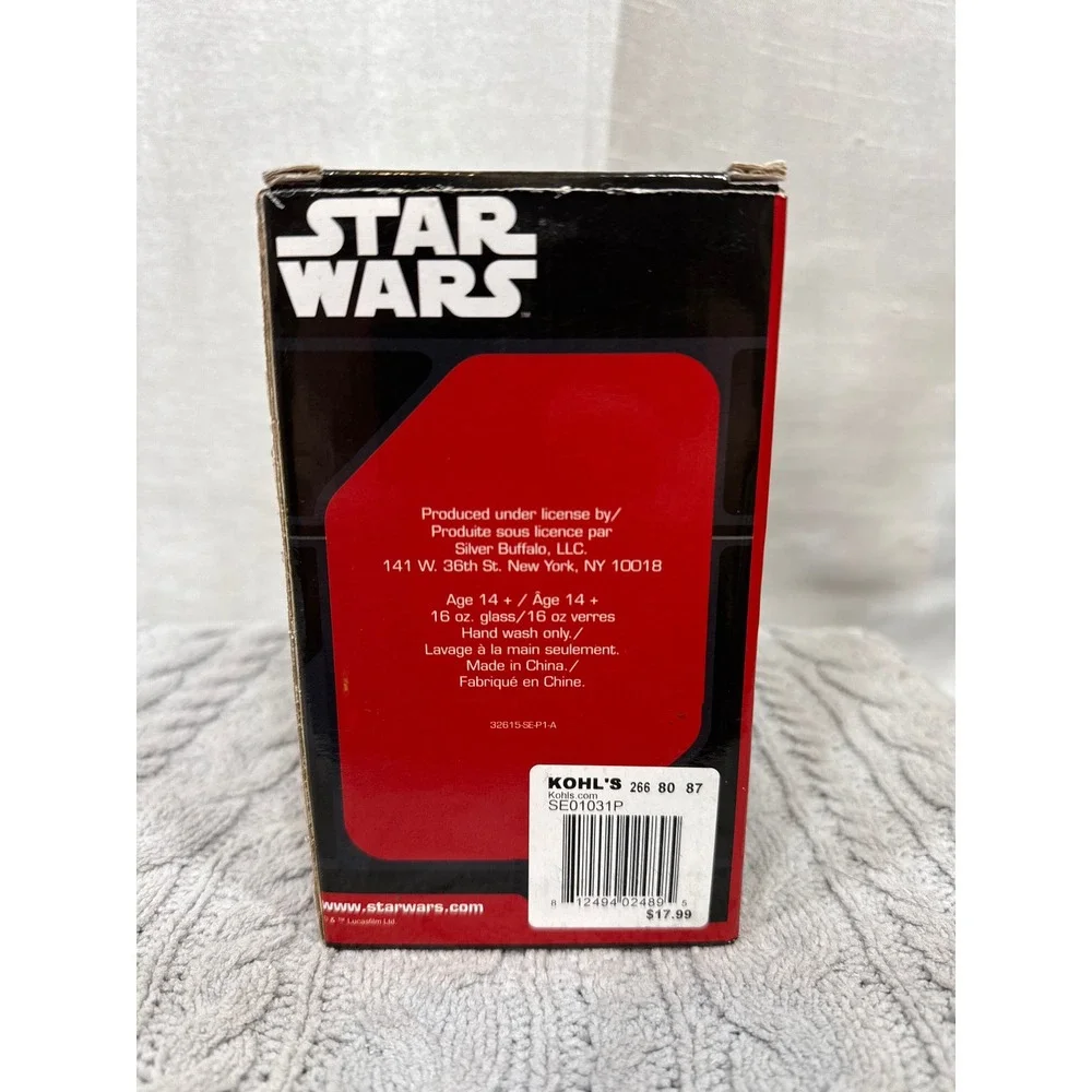 Star Wars Kylo Ren Pint Glass 16 oz Silver Buffalo Galaxy Black Red SE01031P NIB